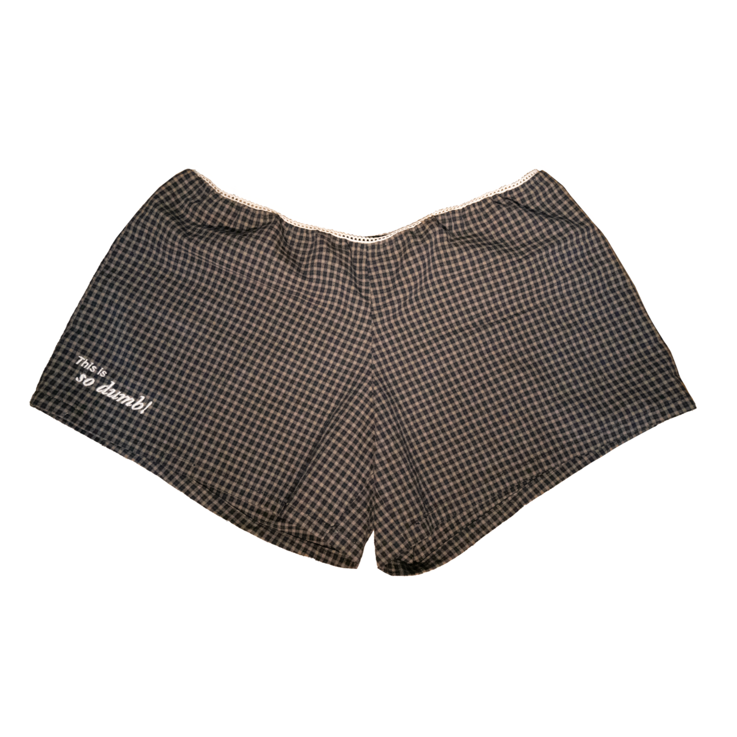 Low-rise Japanese cotton tattersall boxer shorts in natural olive.